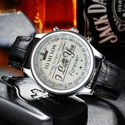 CrownLove Business Quartz Watch – Minimalist Leather Strap Classic Dial