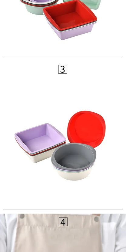 1/4Pcs Silicone Square Cake Plate Non-Stick Brownie Pot with Anti-Slip Handle Oven and Air Fryer Safe Perfect for Baking Cakes