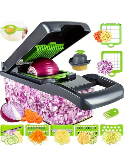 14-in-1 Multifunction Vegetable Chopper – Food Slicer & Dicer Set with Container