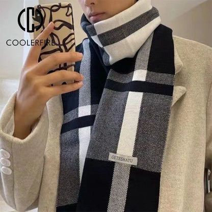 Winter Men Scarf Keep Warm Scarf Casual Fashion Brand Designers Knit Neckerchief Patchwork Copy Cashmere Scarf Shawl Wrap AC2228