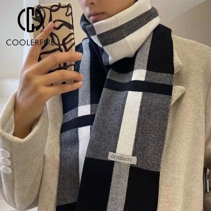 Winter Men Scarf Keep Warm Scarf Casual Fashion Brand Designers Knit Neckerchief Patchwork Copy Cashmere Scarf Shawl Wrap AC2228