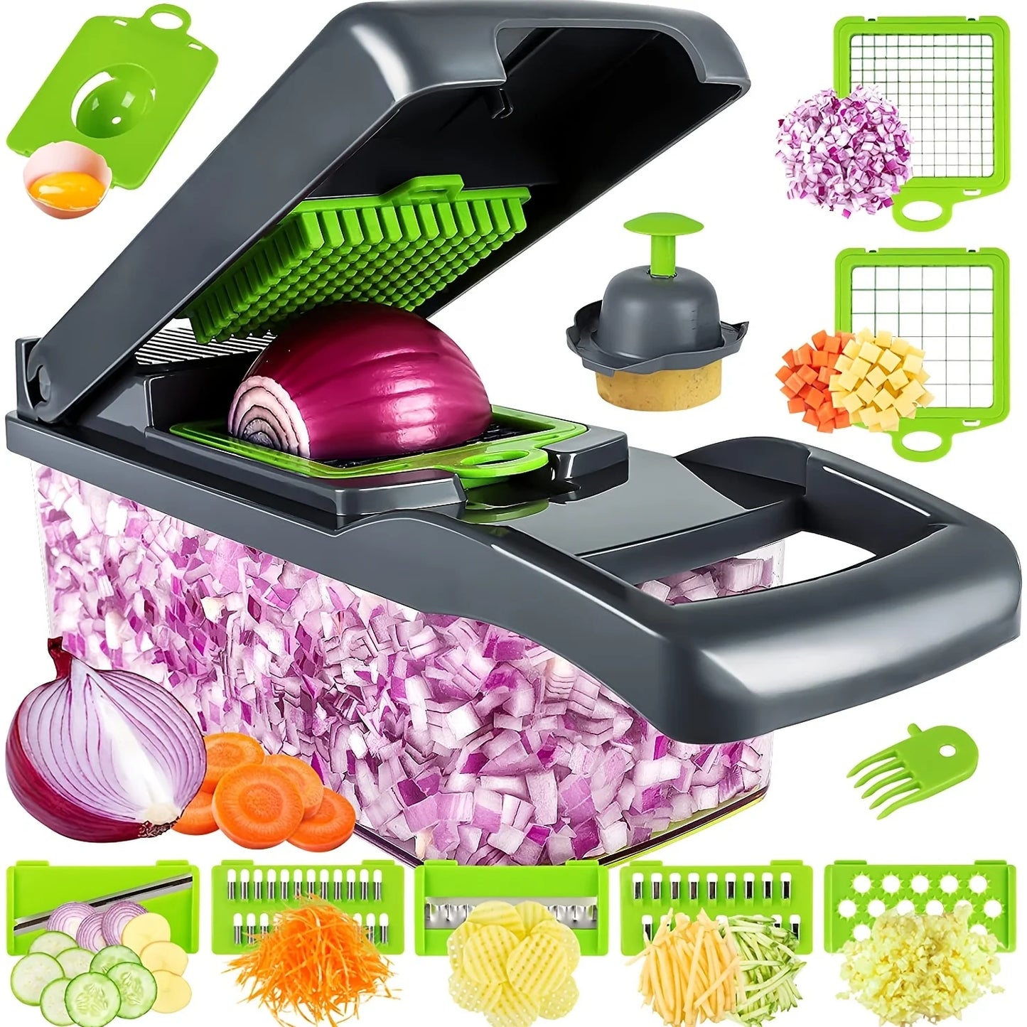 14-in-1 Multifunction Vegetable Chopper – Food Slicer & Dicer Set with Container