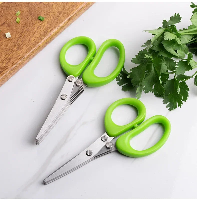 Multi-Layer Stainless Steel Kitchen Scissors – 3/5 Blade Herb & Vegetable Cutter