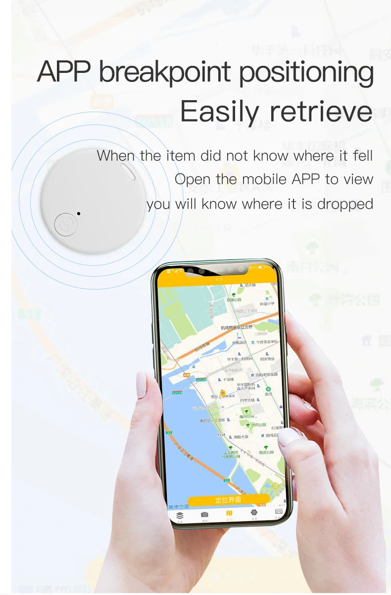 Mini Bluetooth GPS Smart Tracker – Anti-Lost Keychain & Wallet Locator with Mobile App