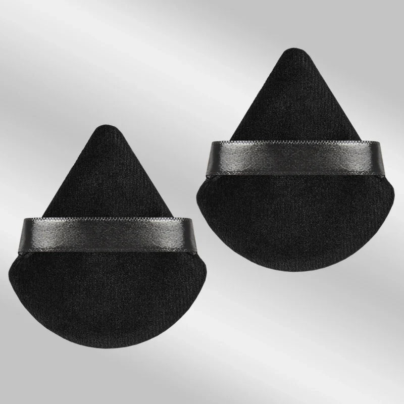 2 velvet triangle puffs for foundation and blending