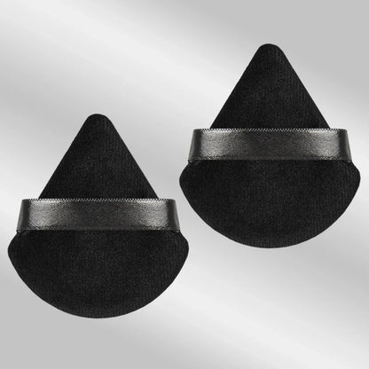 2 velvet triangle puffs for foundation and blending