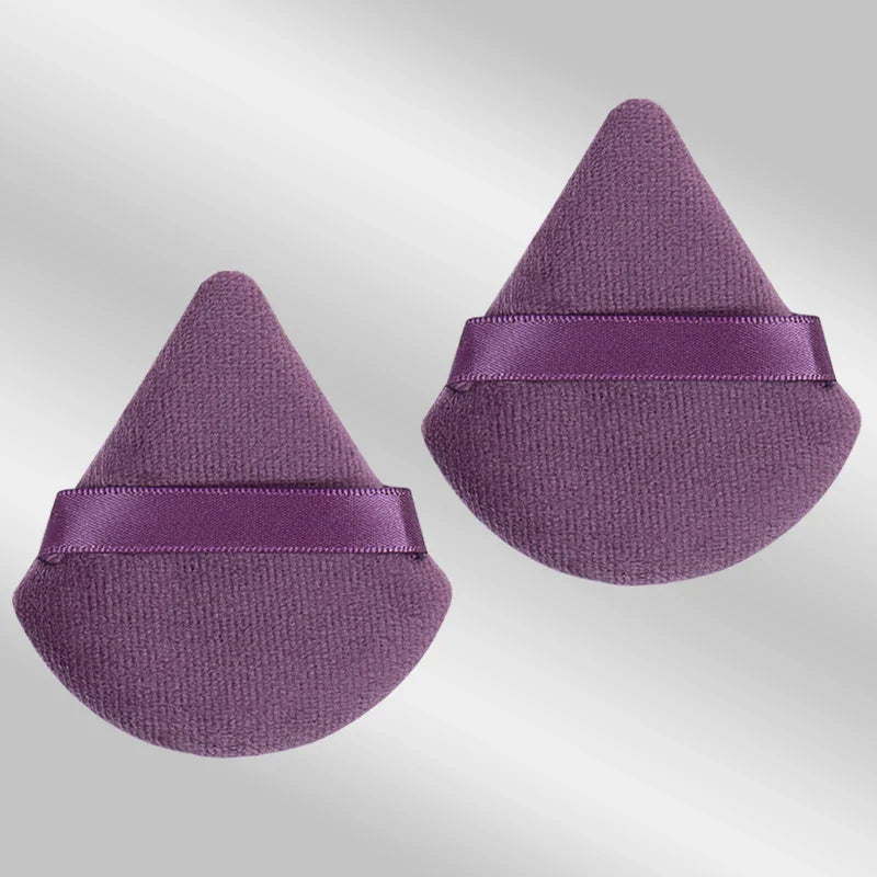2 velvet triangle puffs for foundation and blending