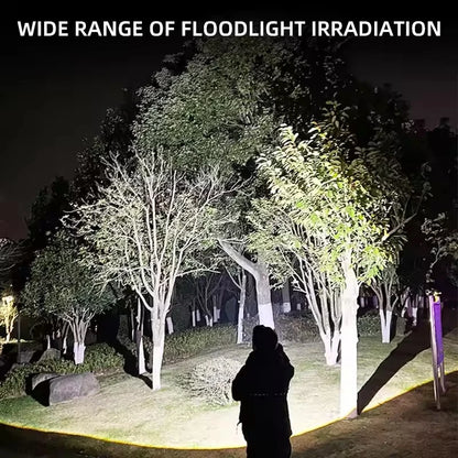 High Power Rechargeable LED Camping Flashlight – USB Zoom Spotlight with Waterproof Design for Outdoor Adventures