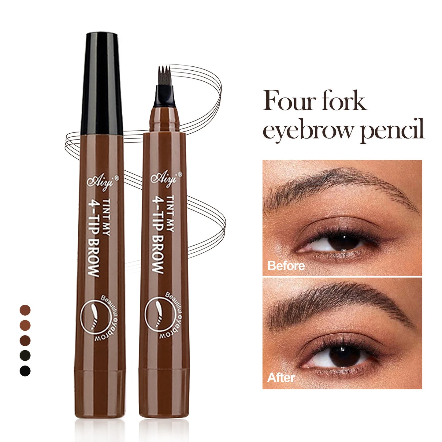 4-Tip Waterproof Eyebrow Pencil – Long-Lasting, Smudge-Proof & Natural Hair Stroke Effect