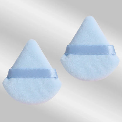 2 velvet triangle puffs for foundation and blending