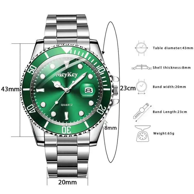 TitanLux™ Men’s Business Quartz Watch – Luxury Large Dial Calendar Watch