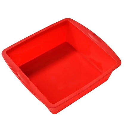 1/4Pcs Silicone Square Cake Plate Non-Stick Brownie Pot with Anti-Slip Handle Oven and Air Fryer Safe Perfect for Baking Cakes