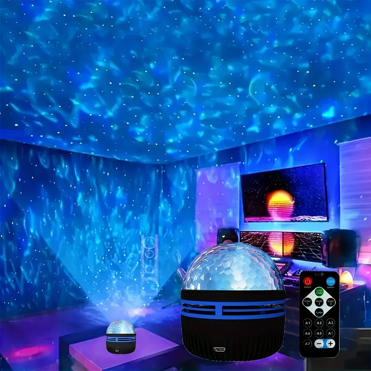 *LED Starry Galaxy Ocean Wave Projector - RGB Smart Remote Control Lamp for Home Decor