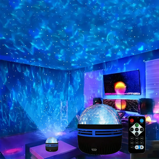 *LED Starry Galaxy Ocean Wave Projector - RGB Smart Remote Control Lamp for Home Decor