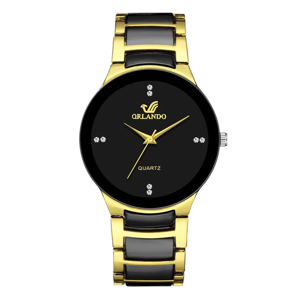 Black Dial Steel Quartz Men’s Business Watch – Luxury Stainless Steel Classic Wristwatch