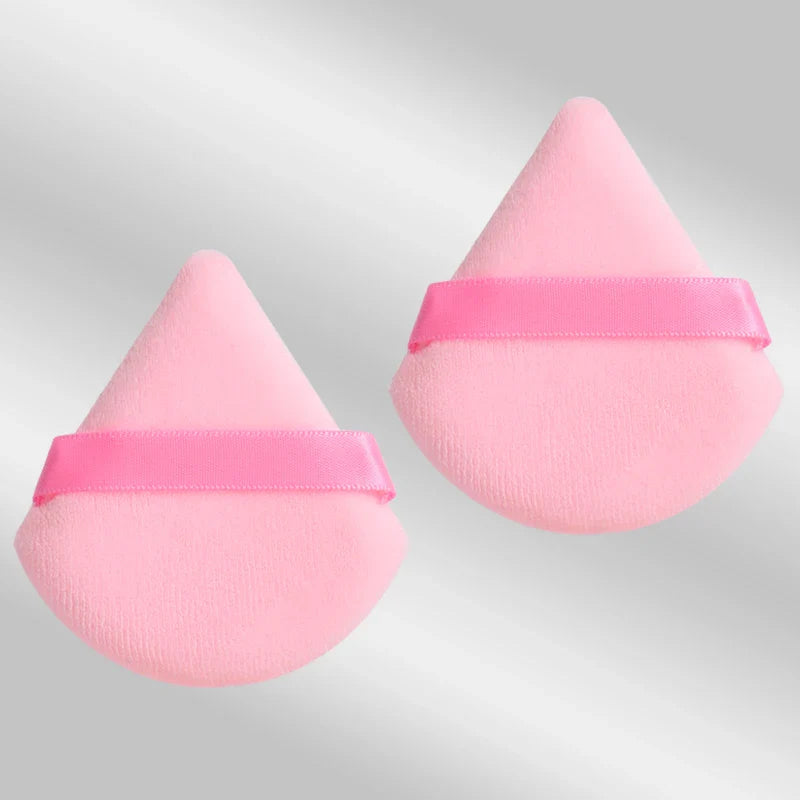 2 velvet triangle puffs for foundation and blending