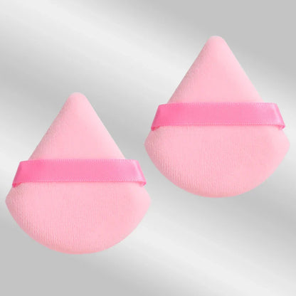 2 velvet triangle puffs for foundation and blending