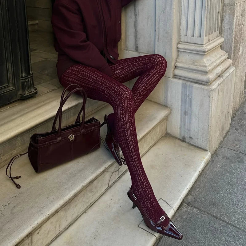 Kave 1 Pair Lolita Vintage Tights Women Fashion Hollow Out Pantyhose Sculpted Mesh Women Stockings For Dress 2025 Spring Legging