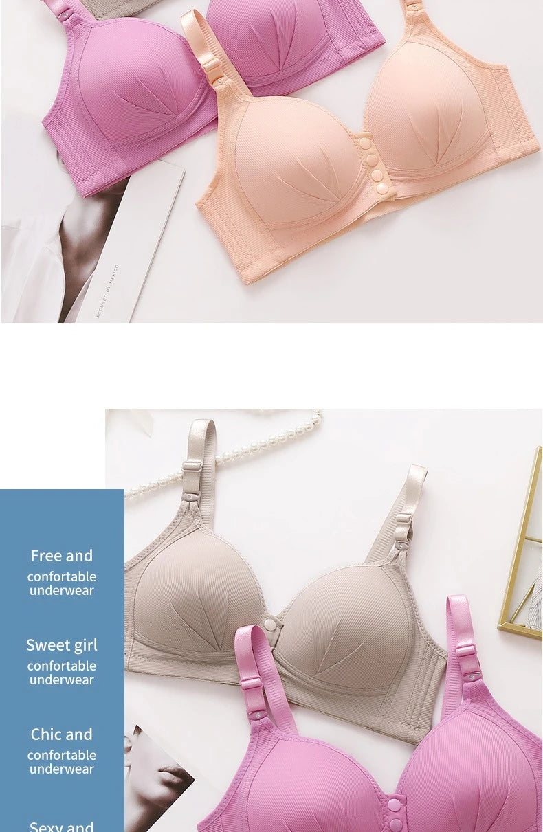 Front Buckle Push-Up Bra – Plus Size Seamless Comfort Bra with Adjustable Straps