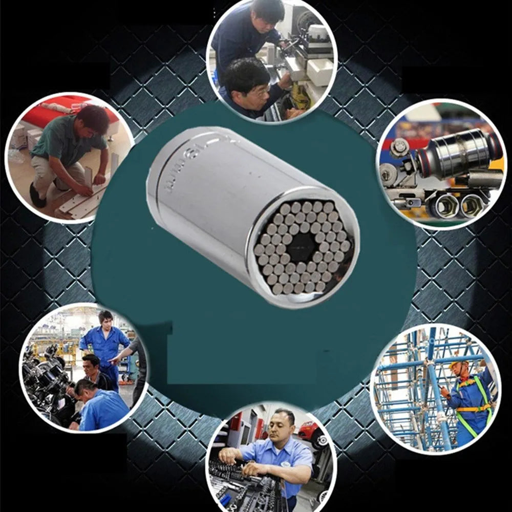 🔧 Universal Ratchet Wrench with Adjustable Socket Head (7–19mm / 11–32mm)