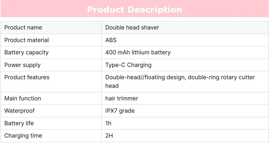 Double Head Hair Remover  - Waterproof Rechargeable Mini Electric Shaver & Bikini Trimmer for Women