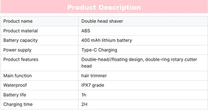 Double Head Hair Remover  - Waterproof Rechargeable Mini Electric Shaver & Bikini Trimmer for Women