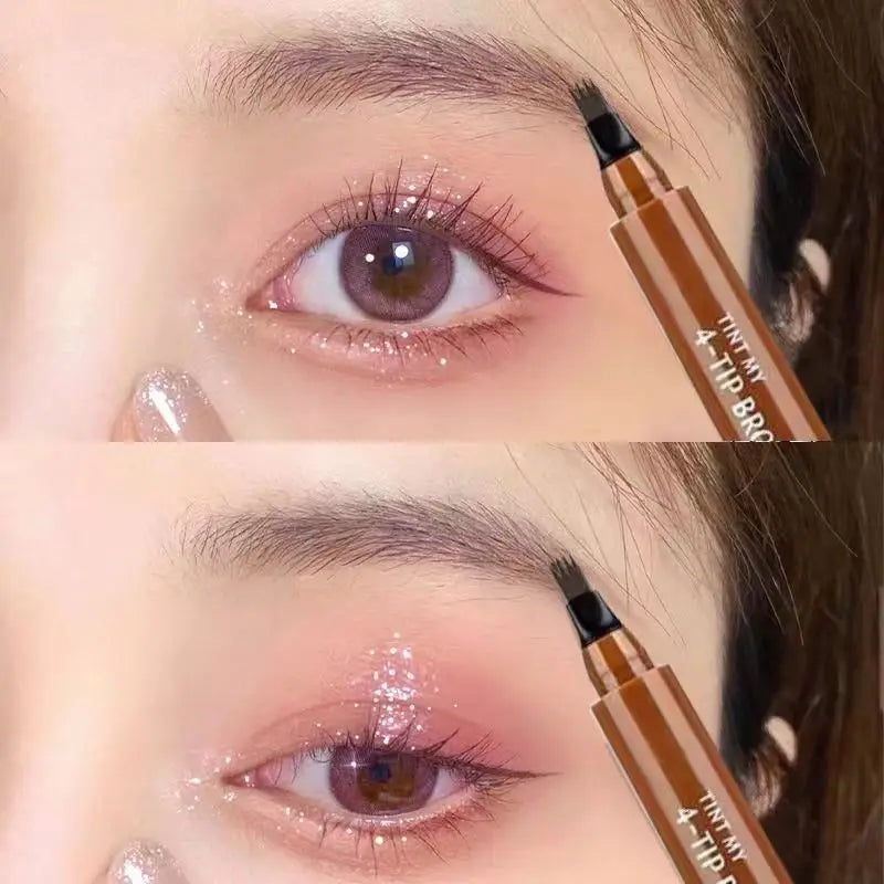 4-Tip Waterproof Eyebrow Pencil – Long-Lasting, Smudge-Proof & Natural Hair Stroke Effect