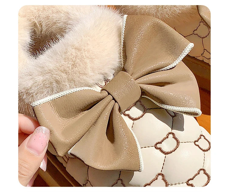 BowWarm™ Platform Ankle Snow Slippers for Women