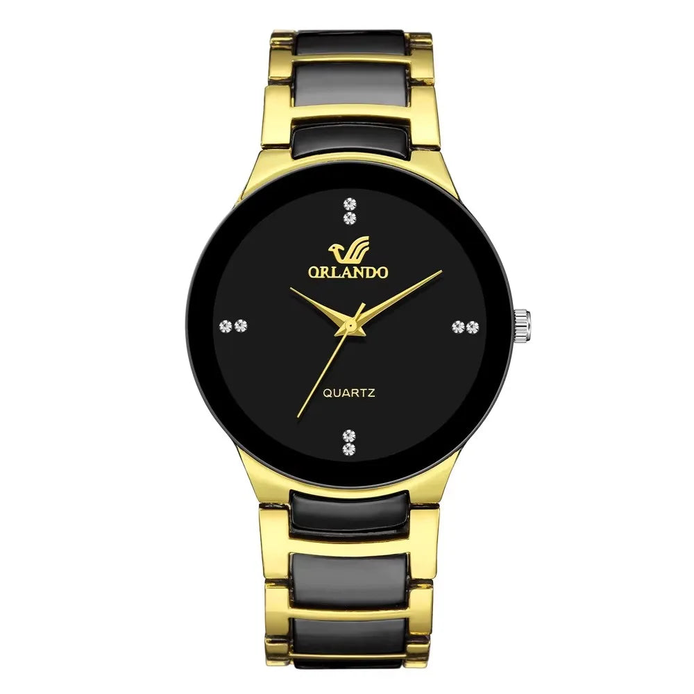 Black Dial Steel Quartz Men’s Business Watch – Luxury Stainless Steel Classic Wristwatch