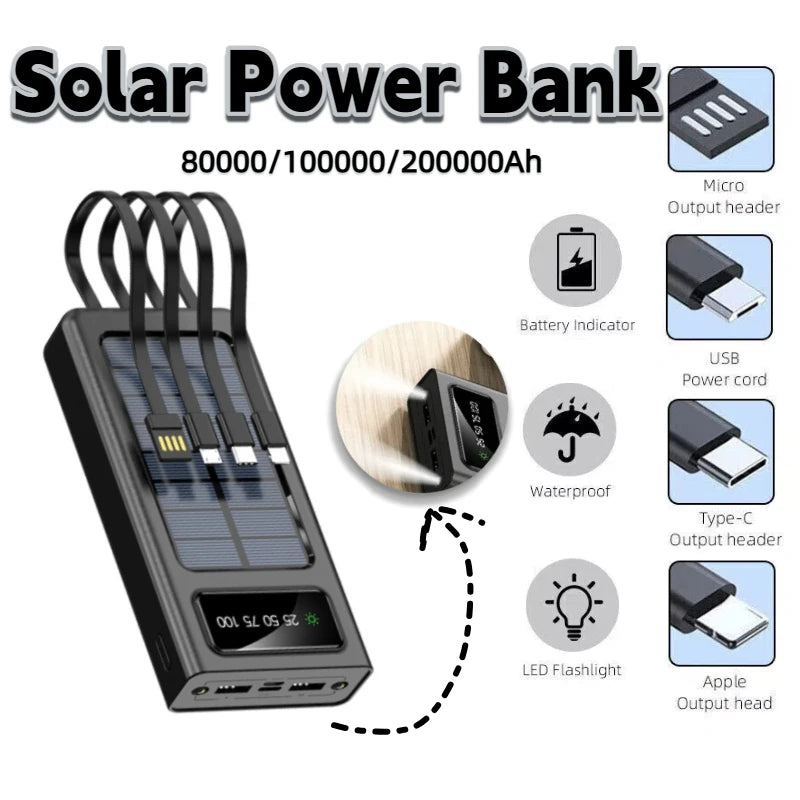 Solar Power Bank – High-Capacity Fast Charging Outdoor Portable Battery