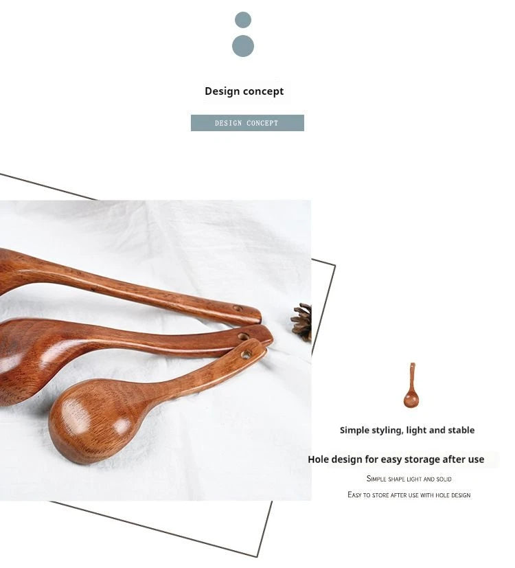 1pc Non-Stick Wooden Cooking Spoon,Daily Solid Anti-scalding Soup Ladle For Kitchen