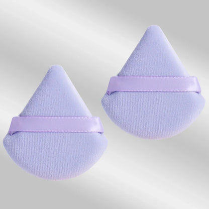 2 velvet triangle puffs for foundation and blending