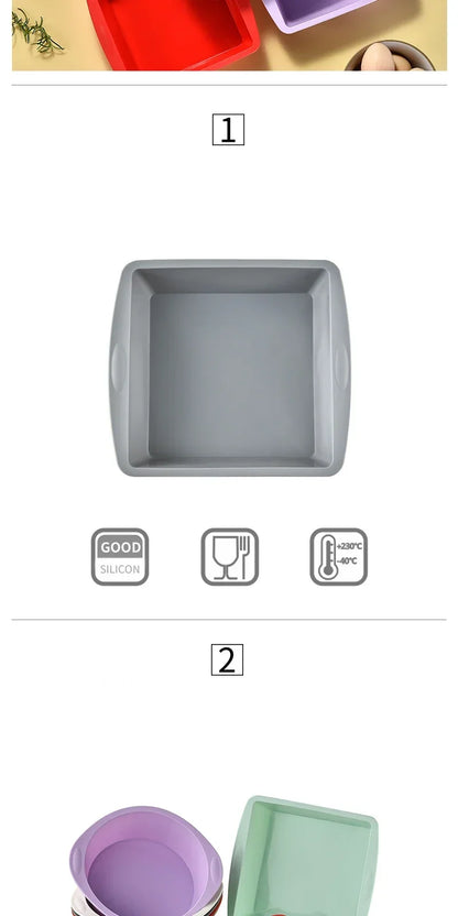 1/4Pcs Silicone Square Cake Plate Non-Stick Brownie Pot with Anti-Slip Handle Oven and Air Fryer Safe Perfect for Baking Cakes