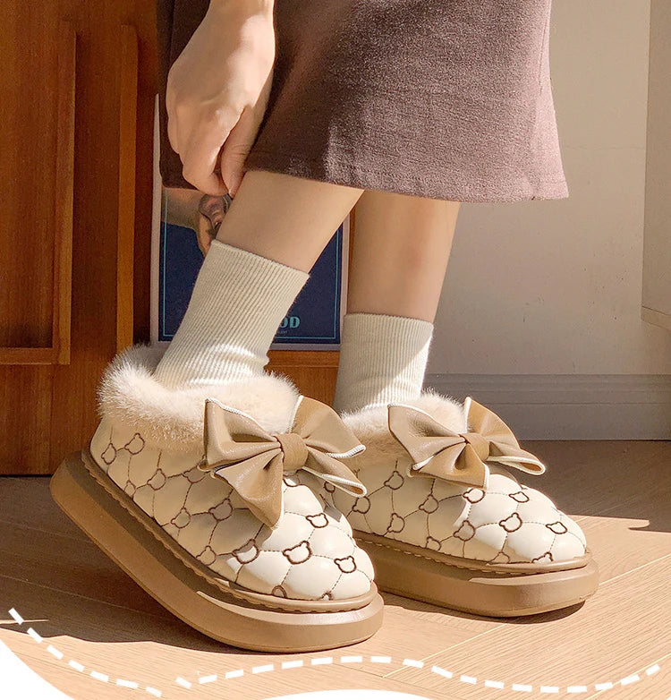 BowWarm™ Platform Ankle Snow Slippers for Women
