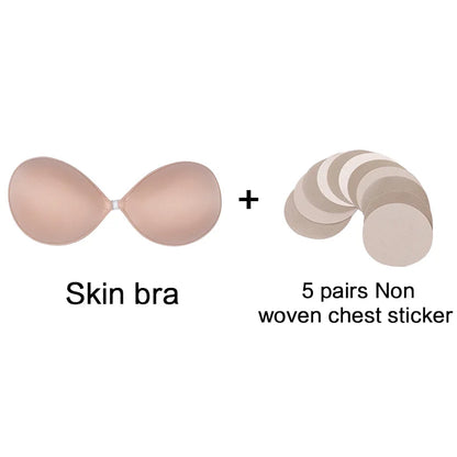 Invisible Silicone Push-Up Bra — Strapless Adhesive Backless Support