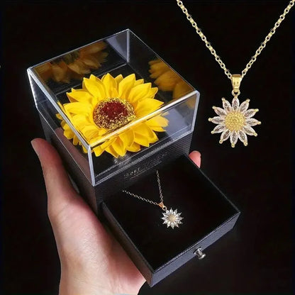 SunBloom™ Sunflower Necklace Gift Set — “I Love You” Romantic Jewelry with Gift Box