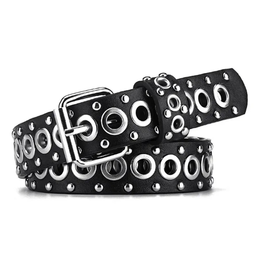 RebelEdge Rivet Belt – Punk & Street Style Thin Waist Belt with Needle Buckle
