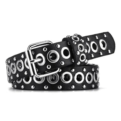 RebelEdge Rivet Belt – Punk & Street Style Thin Waist Belt with Needle Buckle