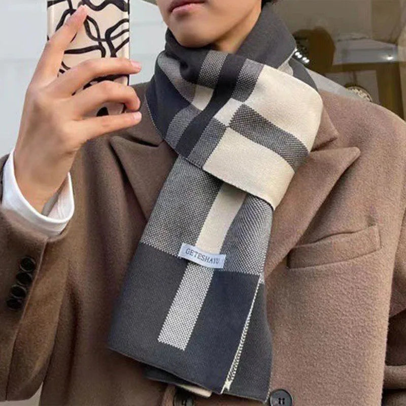 Winter Men Scarf Keep Warm Scarf Casual Fashion Brand Designers Knit Neckerchief Patchwork Copy Cashmere Scarf Shawl Wrap AC2228