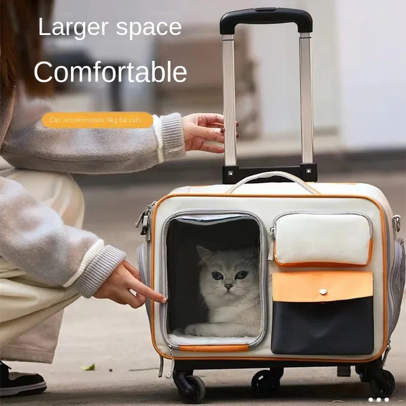 Portable Pet Trolley Travel Case with Capsule Window