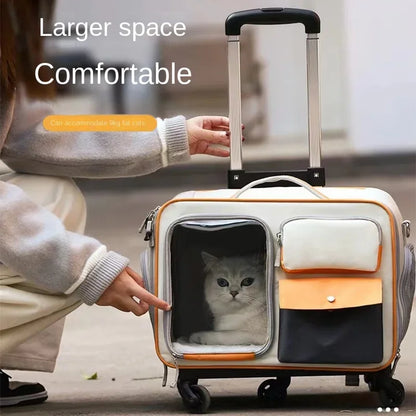 Portable Pet Trolley Travel Case with Capsule Window