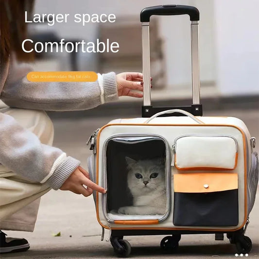 🐾 Portable Pet Trolley Travel Case with Capsule Window