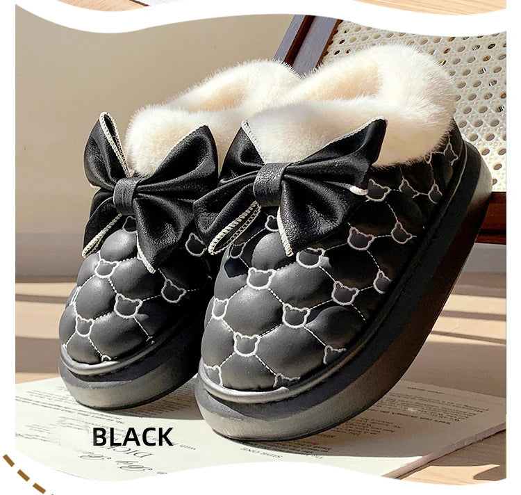 BowWarm™ Platform Ankle Snow Slippers for Women