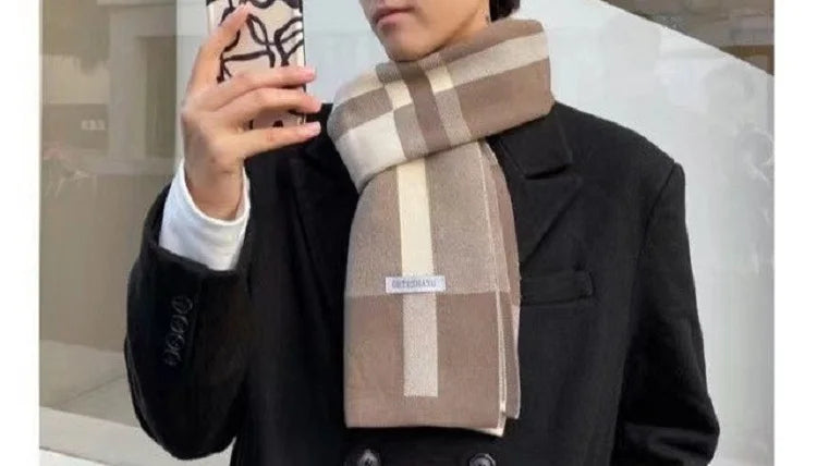 Winter Men Scarf Keep Warm Scarf Casual Fashion Brand Designers Knit Neckerchief Patchwork Copy Cashmere Scarf Shawl Wrap AC2228