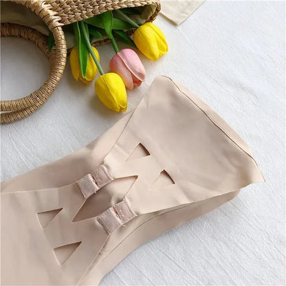 Women Seamless Strapless Bandeau Bra with Removable Pads – Basic One-Piece Tube Top Underwear