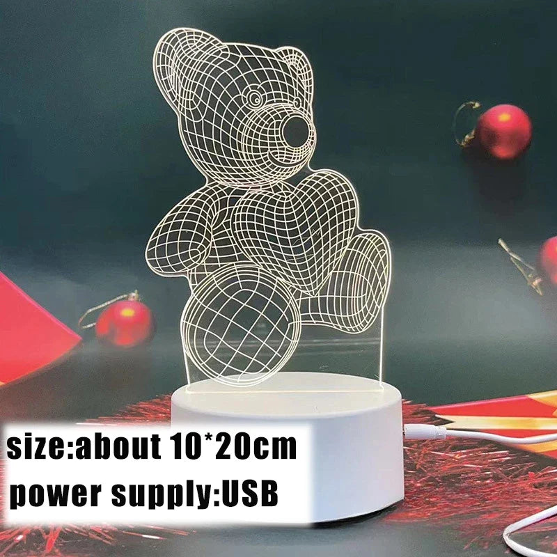 BearGlow™  3D Creative Bear Lamp - Acrylic USB LED Night Light for Home Decor and Gifts