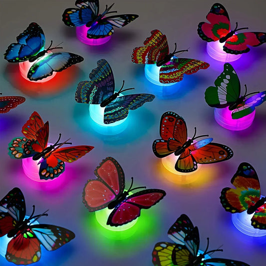10pcs 3D LED Butterfly Night Light Stickers ,Great for Lawn and Party Decorations