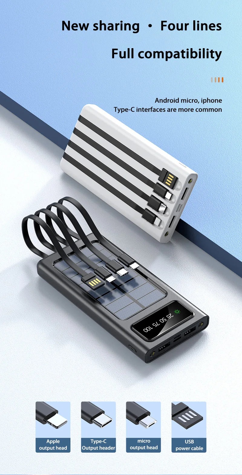 Solar Power Bank – High-Capacity Fast Charging Outdoor Portable Battery