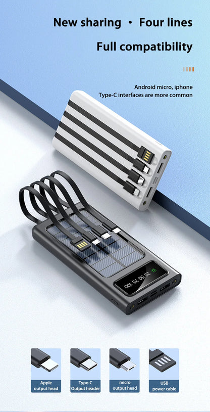 Solar Power Bank – High-Capacity Fast Charging Outdoor Portable Battery