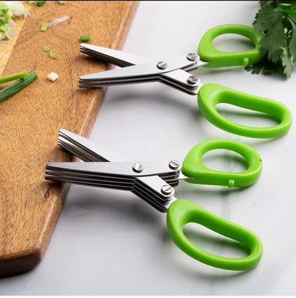 Multi-Layer Stainless Steel Kitchen Scissors – 3/5 Blade Herb & Vegetable Cutter
